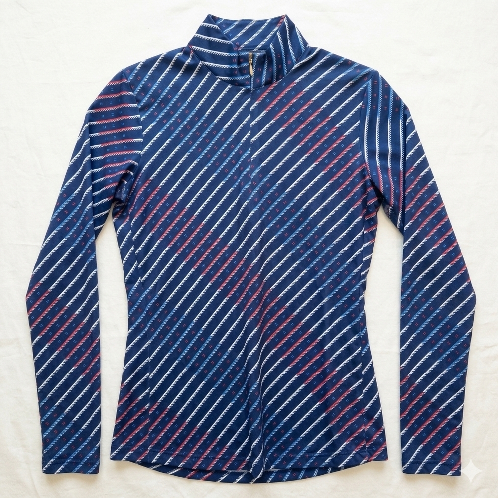 EP Pro Navy, White & Red Diagonal-Stripe Long-Sleeve 1/4 Zip Women's Meduim #130
